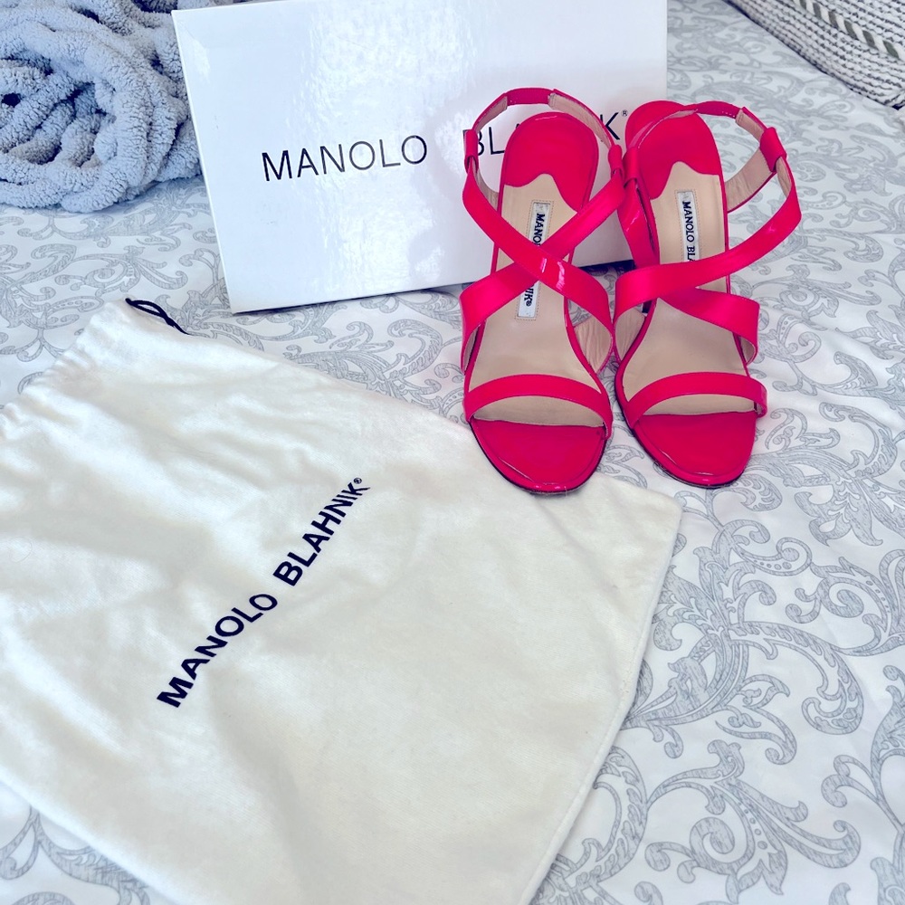 Hot Pink Manolo Blahnik Strappy Heels!